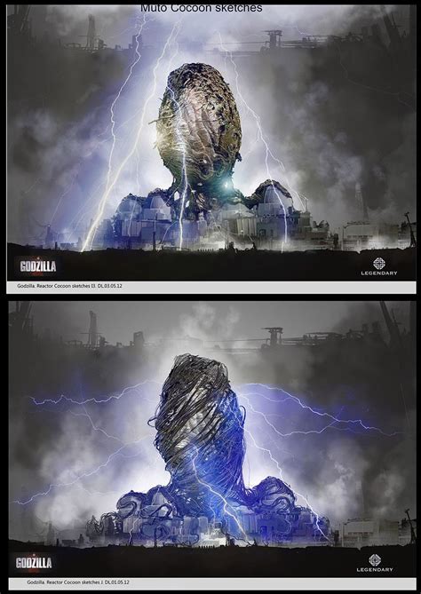 GODZILLA Keyframe Art & MUTO Cocoon Concept Art | Concept art, Art ...