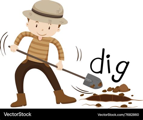 Man with shovel digging a hole Royalty Free Vector Image