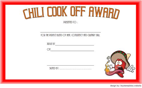 Chili Cook Off Certificate Template - 10+ Best Ideas