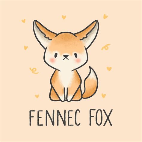 Premium Vector | Cute fennec fox cartoon hand drawn style