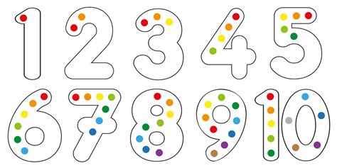 Numbers with counting dots for toddler and preschool counting practice ...