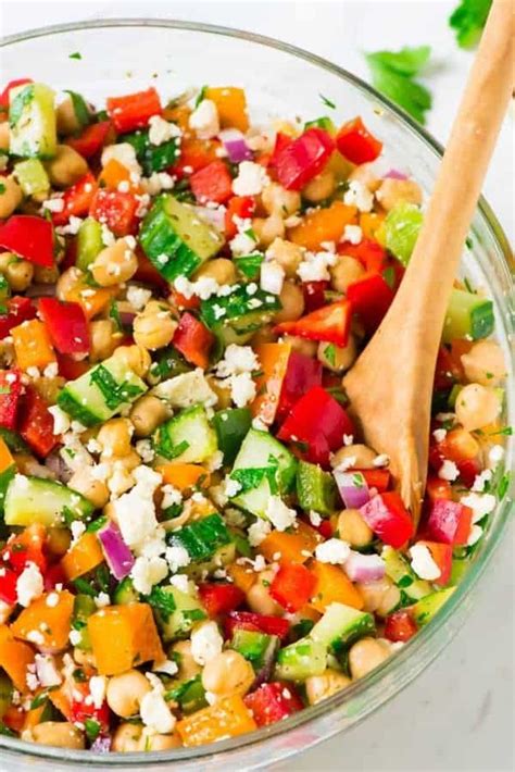 Mediterranean Chickpea Salad with Feta and Cucumber