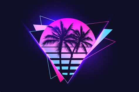 Vaporwave sunset with palms | Illustrations ~ Creative Market