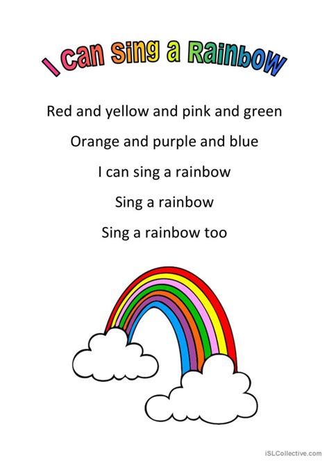 I can sing a rainbow song and nurser…: English ESL worksheets pdf & doc