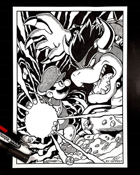 Mario vs Bowser Inked Art by Ry-Spirit on DeviantArt