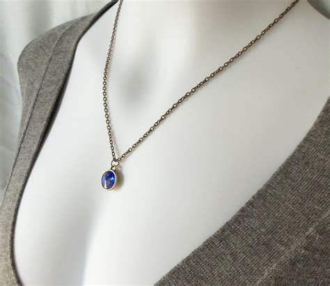 September Birthstone Necklace Modern Virgo Jewelry Crystal Sapphire Birthstone Necklace Brass ...