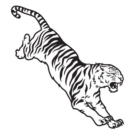 Tiger Attacking Prey Stroke PNG & SVG Design For T-Shirts