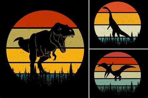 Dinosaur Silhouette Sunset Background Graphic by T-Shirt Design Bundle ...