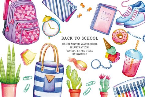 Watercolor Clipart Back to School illustration set | Etsy | School illustration, Watercolor ...