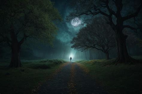 Premium Photo | A scary tree at night with a big moon accompanied by a ...