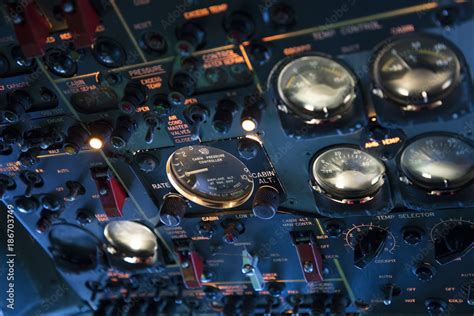 Instruments in the cockpit of an old aircraft Stock Photo | Adobe Stock