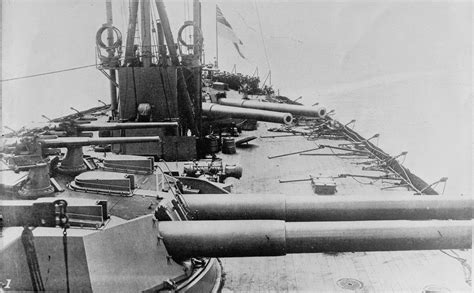 The aft turrets of HMS Dreadnought, the ship that would usher in the maturity of the battleship ...