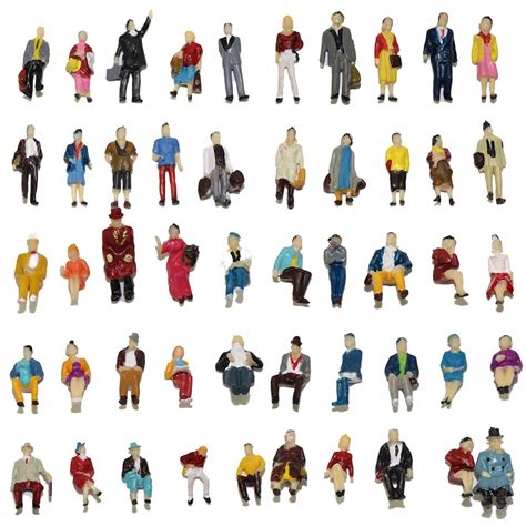 100pcs HO scale 1:87 Seated Standing People sit figures scenery passengers 1:87 scale model ...