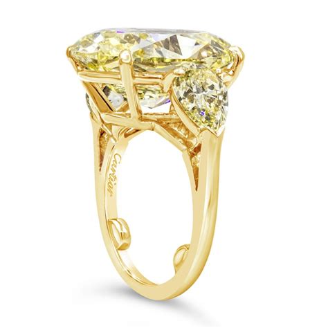 Cartier 13.46 Carat Intense Yellow Oval Diamond Three-Stone Engagement ...