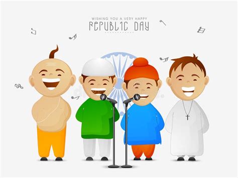 Cute Kids Celebrating Indian Republic Day. Stock Illustration ...