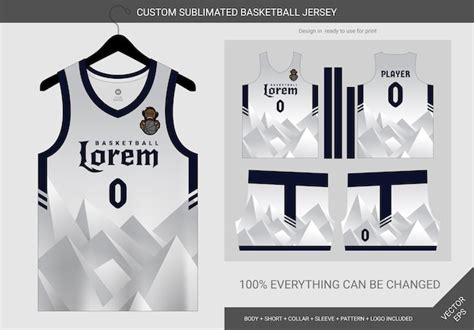 Premium Vector | Mountain white and navy basketball jersey template