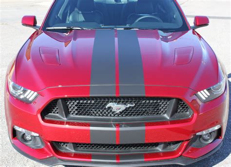 2015-2017 Ford Mustang Vinyl Graphics SLIM Racing Stripes Hood Decals ...