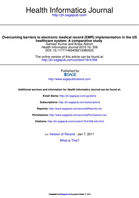 (PDF) Overcoming barriers to electronic medical record (EMR) implementation in the US healthcare ...