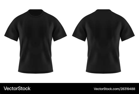 Front and back blank black t-shirt for man Vector Image