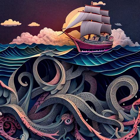 Kraken Encounter Wall Art Stunning Oceanic Digital Decor - Etsy in 2023 ...