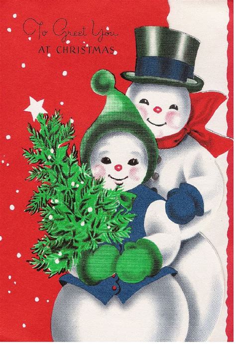 Vintage Snowman Christmas Card