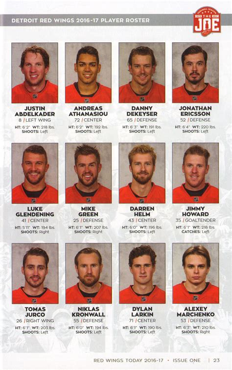 Detroit Red Wings 2016-2017 Player Roster Detroit Hockey, Detroit Sports, Hockey Teams, Detroit ...