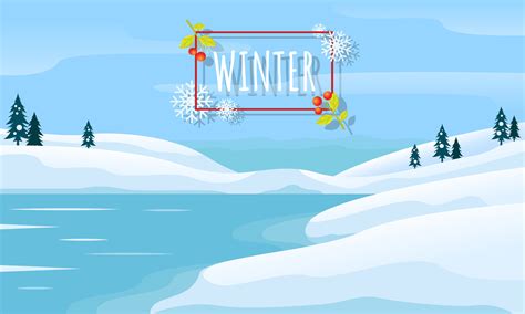 Winter background with frozen lake 34345800 Vector Art at Vecteezy