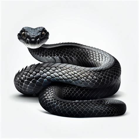 Premium Photo | Poisonous black mamba snake in a threat pose before attack, isolated on white