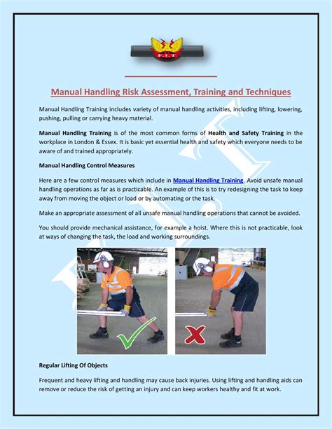 Manual Handling Risk Assessment, Training and Techniques by F.I.T - Issuu