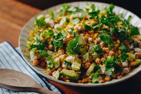 Corn, Chickpea and Avocado Salad with Spicy Lime Dressing — Farm to Fork | Delicious healthy ...