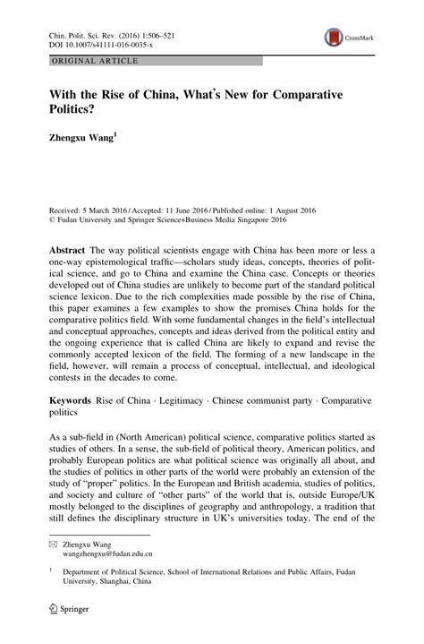 (PDF) With the Rise of China, What’s New for Comparative Politics?