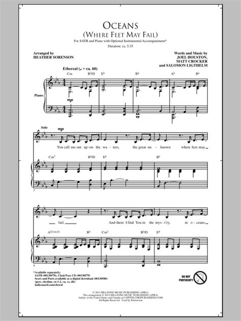 Oceans (Where Feet May Fail) | Sheet Music Direct