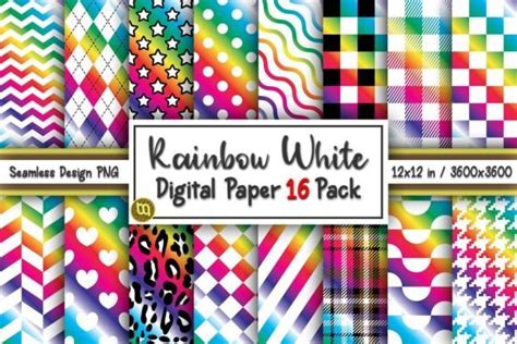 Rainbow White Seamless Lux Digital Paper Graphic by MiracleMaker · Creative Fabrica