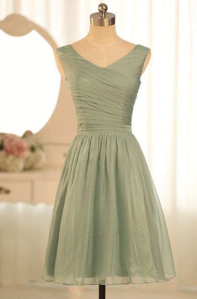 dusty green bridesmaid dresses, short bridesmaid dresses, chiffon ...