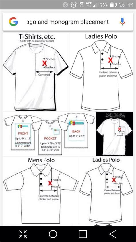 Heat Transfer Size Guide for Shirts