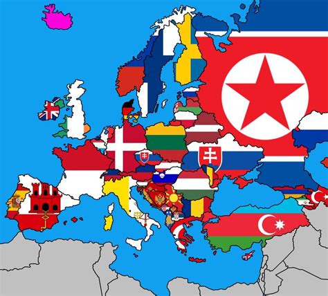 A flag maps of Europe but each flag is determined on which country they share the longest and ...