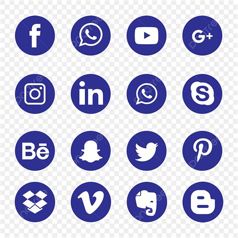 Blue Social Media Vector PNG Images, Blue Social Media Icons, Social Icons, Media Icons, Blue ...