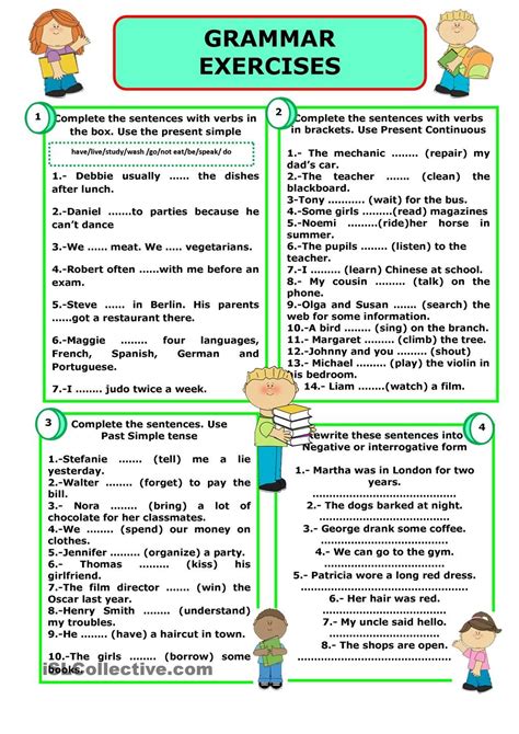 English Grammar Exercises Worksheets