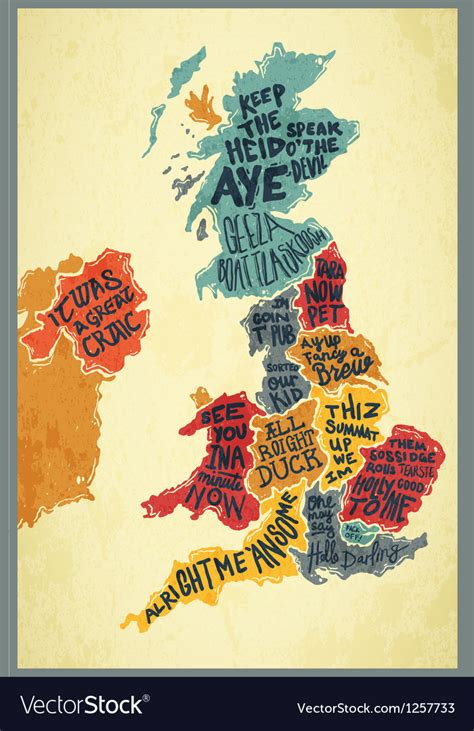 United kingdom typography accents map Royalty Free Vector