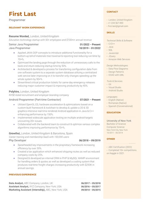 12 Programmer Resume Examples for 2025 | Resume Worded