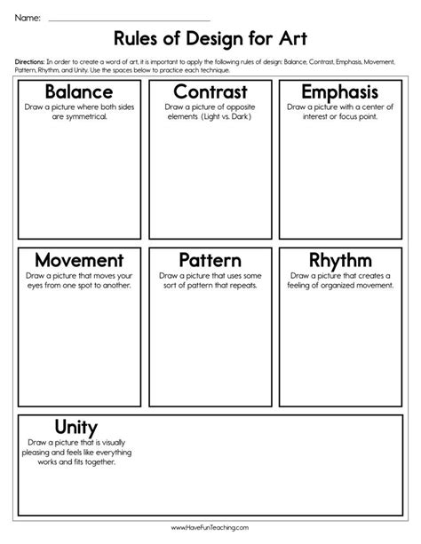 Principles Of Design Worksheet Printable