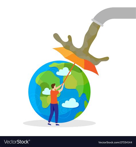 Stop pollution earth care save globe flat Vector Image