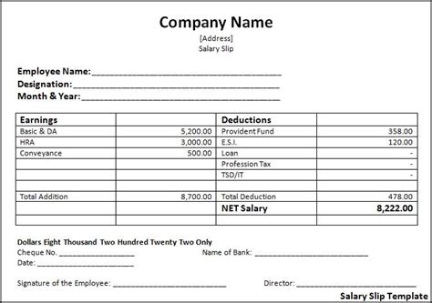 Salary Slip Template | Employment Templates | Free Word Templates