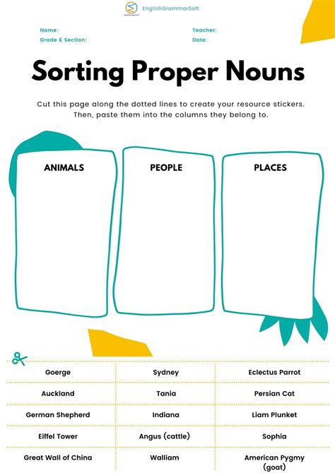 Proper Noun Worksheets with Answers - EnglishGrammarSoft