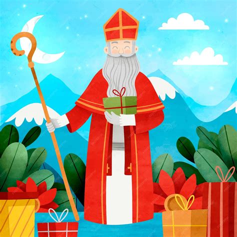 Free Vector | Watercolor sinterklaas illustration