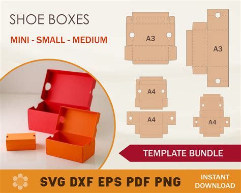 Shoe Box Template Bundle Shoe Box SVG Sneaker Box Template - Etsy