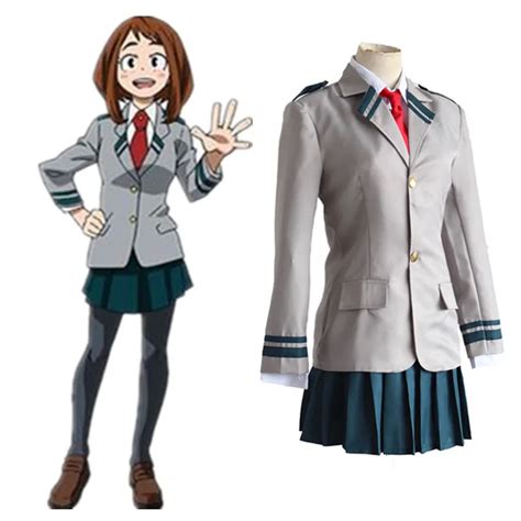 Anime Boku no Hero Academia OCHACO URARAKA Cosplay Costumes Women/Girls School Uniform Student ...