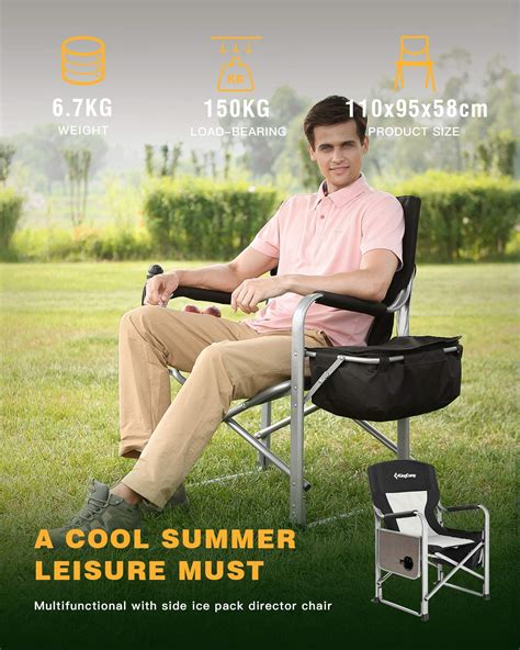 KingCamp Heavy Duty Camping Directors Chair, Folding Portable Camping Chair with Side Table ...