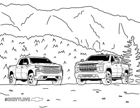 2020 Silverado and Silverado HD | Cars coloring pages, Truck coloring ...