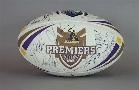 Signed commemorative Melbourne Storm ball for the 2007 NRL Premiers Grand Final - Australian ...